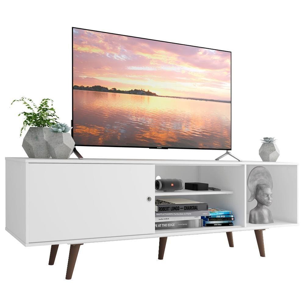 Rack Madesa Dubai para TV até 65 Polegadas com Pés - Branco/Rustic