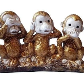 Trio Macacos Sábios Dourado - Cego, Surdo E Mudo Estatueta