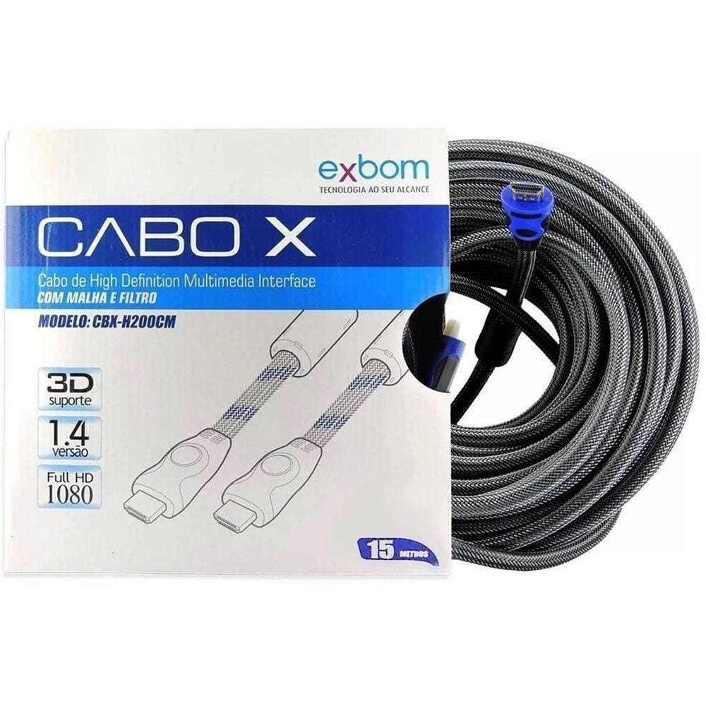 Cabo Hdmi 15 Metros 1.4 Full Hd 3d 1080p Exbom Cbx-h150cm 15 Mts