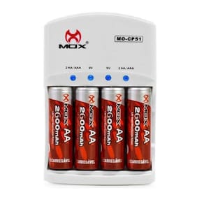 Carregador de Pilhas e Baterias com 4 Pilhas Aa 2600 Mah Mox Cp51