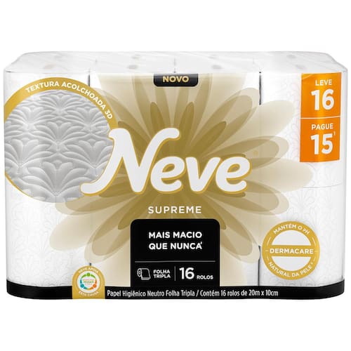 Papel Higiênico Neve Supreme Dermacare Folha Tripla - 16 Rolos é boa?