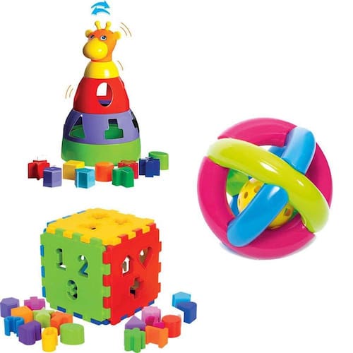 imagem-Kit De Brinquedos Para Bebes De 6 Meses A 1 Ano