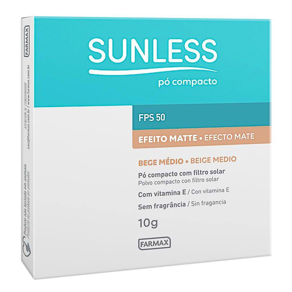 Pó Compacto Sunless Efeito Matte FPS 50 Bege Médio 10g