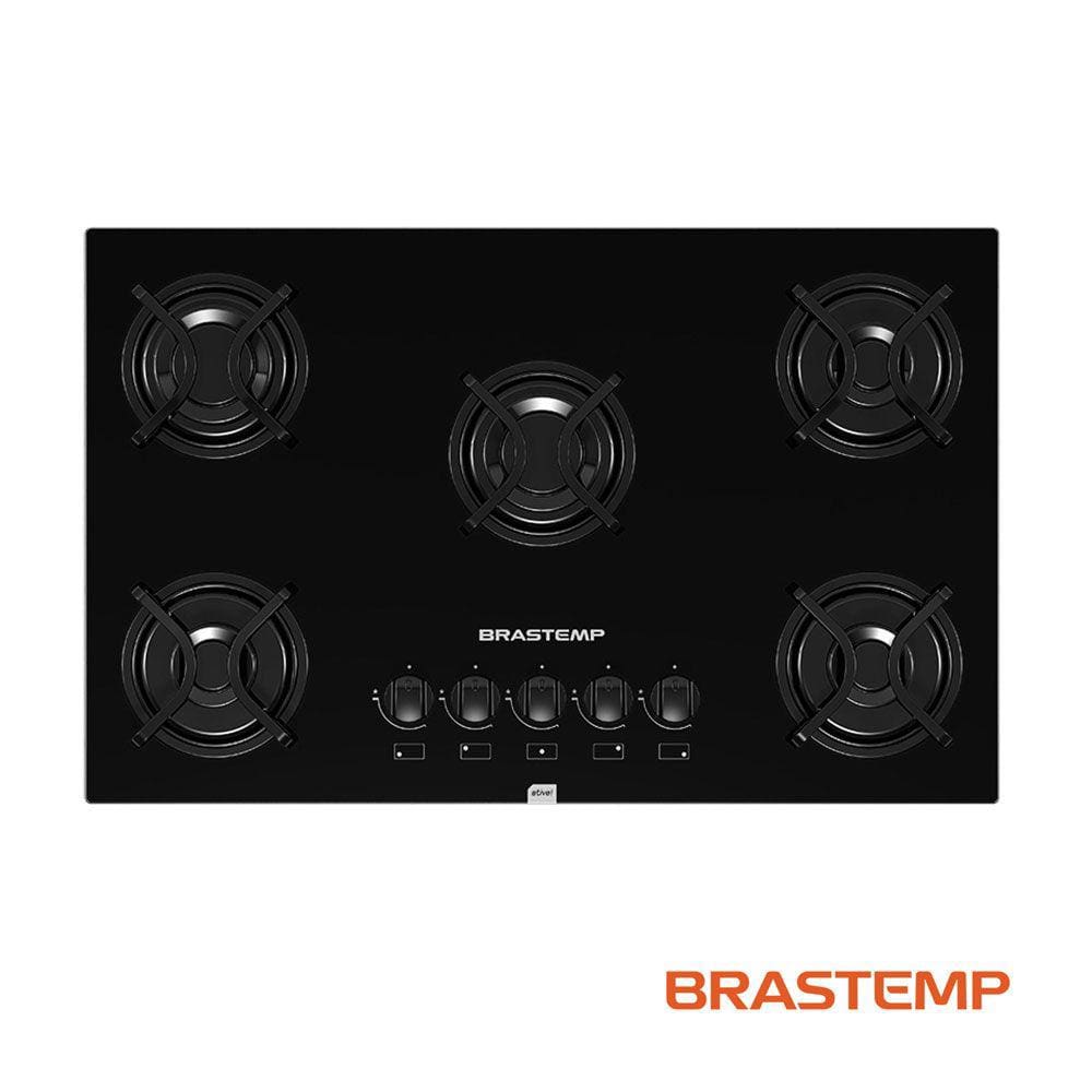 Cooktop a gas brastemp ative bdd75ae 5 bocas preto Casas Bahia