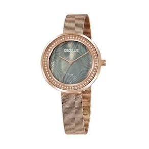 Relógio Seculus Feminino Cristais Malha De Aço 77059Lpsvrs1