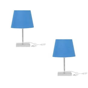 Kit 2 Abajur Eros Dome Azul com Base Quadrada Magnifico