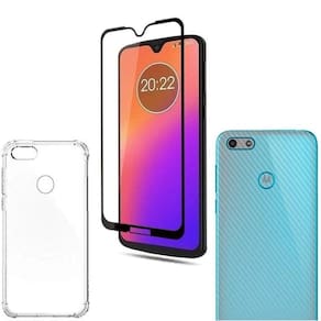 Capinha Antichoque e Película Vidro 3D e Trasei Moto E6 Play