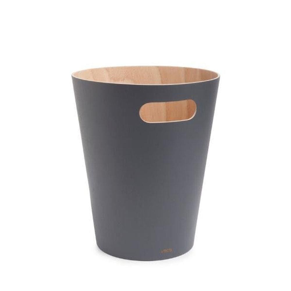 Lixeira Escritório Madeira Natural 7,5 L Cinza Escuro Umbra