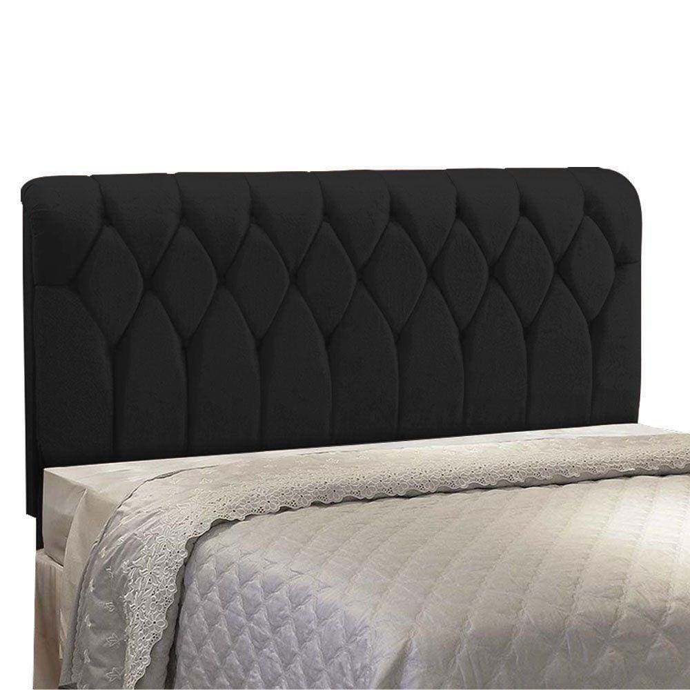 Cabeceira Miami Cama Box King 195 Cm Suede Preto Amassado