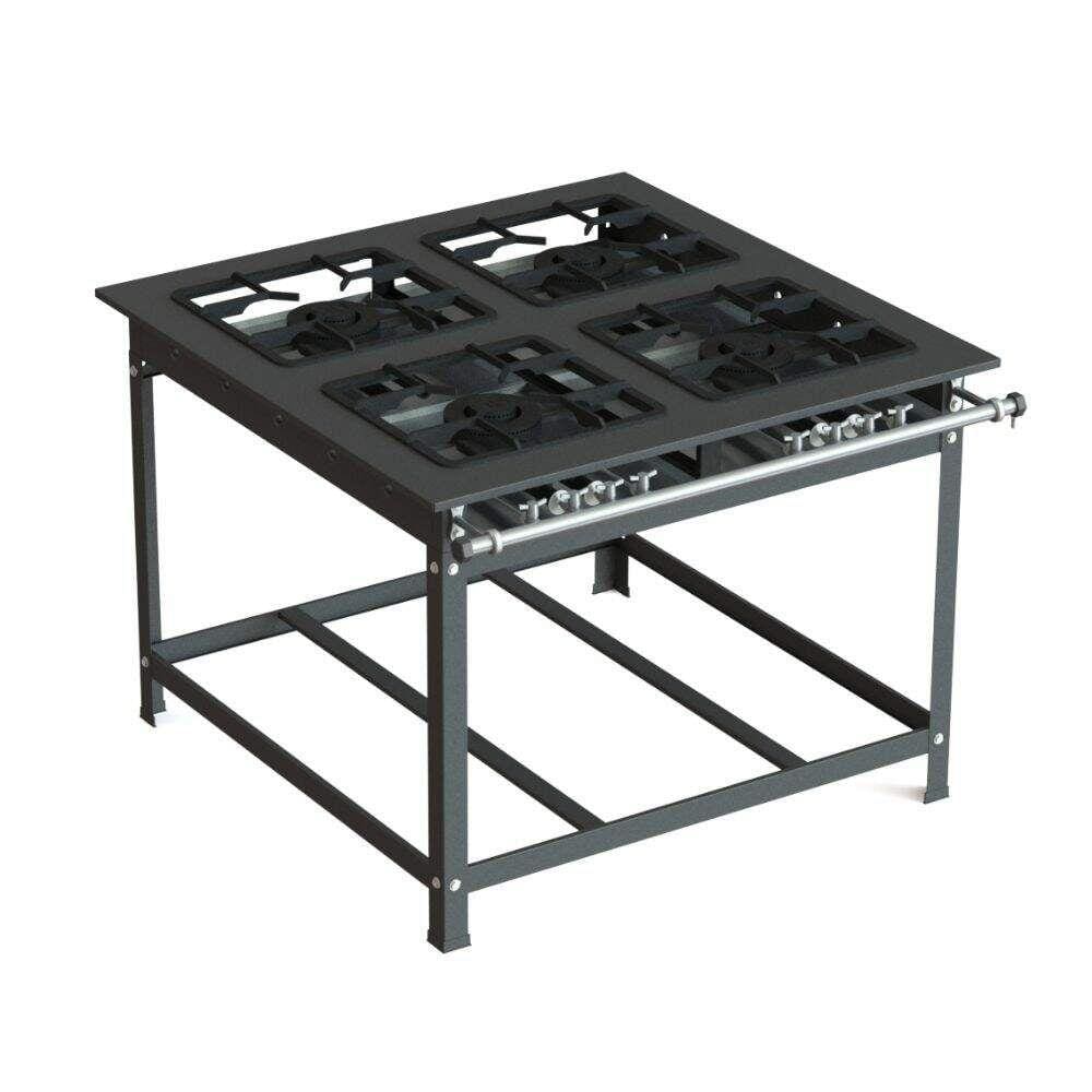 Fogão 4 Bocas Jl Colombo Industrial 30x30 P7 Baixa Pressão Qd Preto