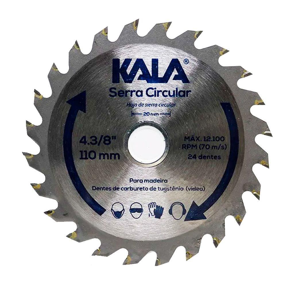 Disco de Serra Circular para Madeira 4.3/8`` 110mm 24 Dentes Kala