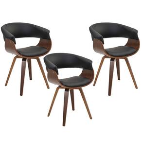 Kit 03 Cadeiras Giratórias Home Office Ohana Pu Preto