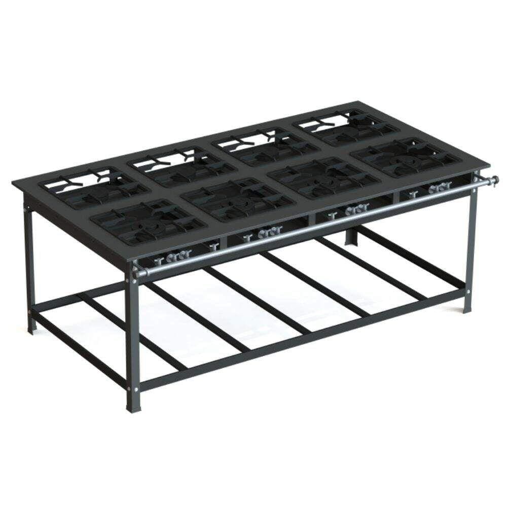 Fogão 8 Bocas Jl Colombo Industrial 30x30 P7 Baixa Pressão 4qs 4qd Preto