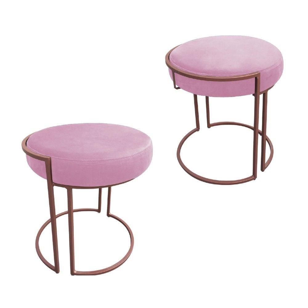 Kit 02 Puff Love Suede Base Cobre D`Rossi