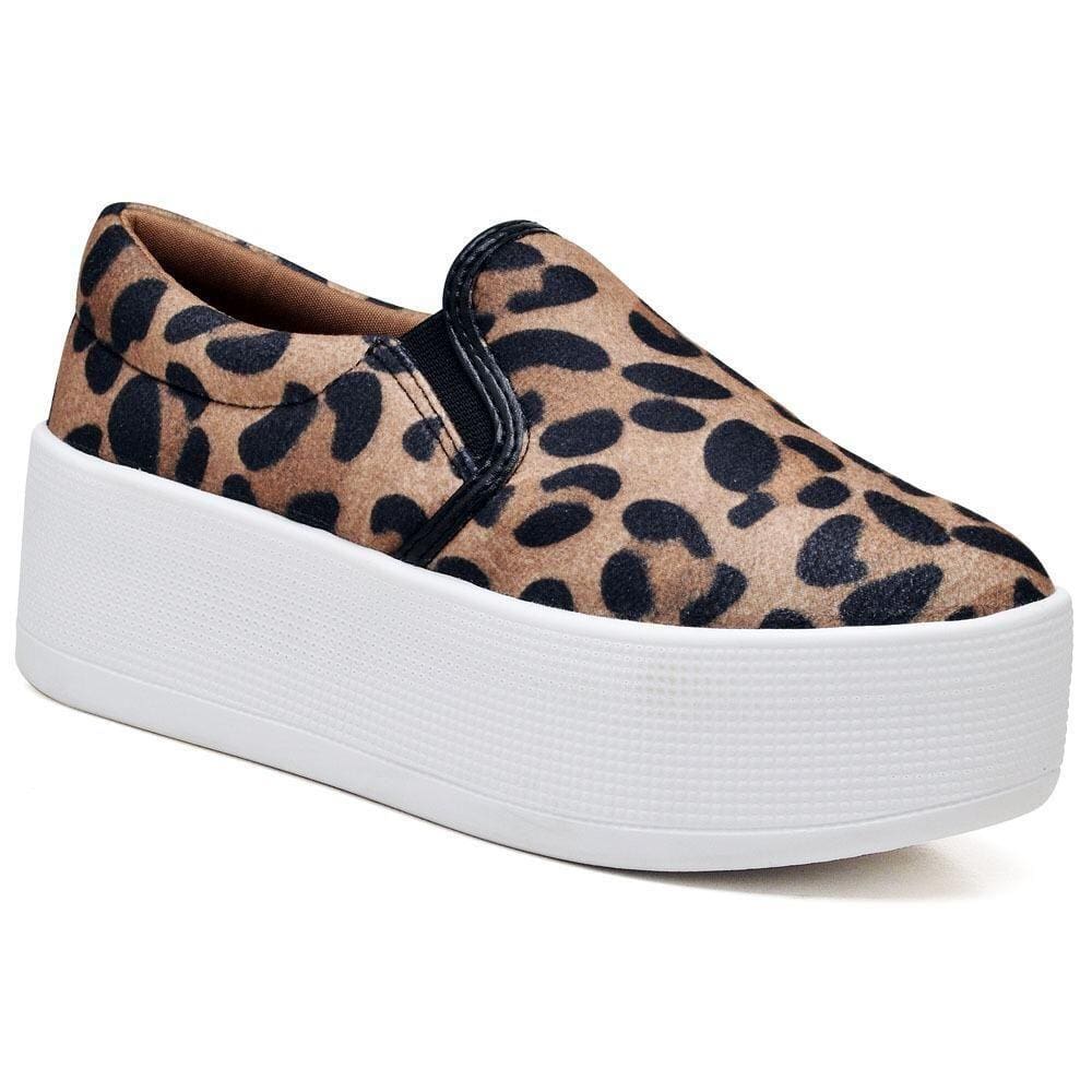 Tênis Slip On Plataforma Feminino Onça Dia a Dia Moderno