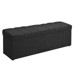 Calçadeira Com Baú Londres 195 Cm Suede Preto Amassado