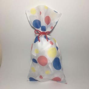 SACO PARA LEMBRANCINHA ESTAMPADO BRANCO BOLAS COLORIDAS 0,13X 0,25 m