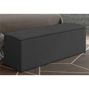 Calçadeira Com Baú Paris 140 Cm Suede Amassado Cinza Drossi