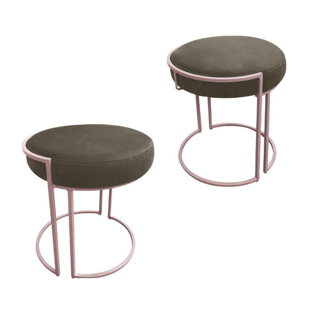 Kit 02 Puff Love Suede Base Rosê D`Rossi