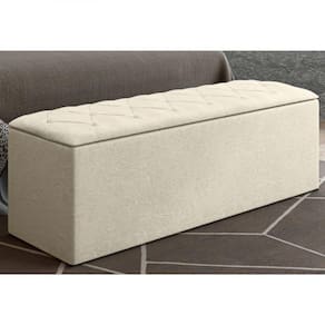 Calçadeira Com Baú Paris 195 Cm Suede Amassado Bege Drossi