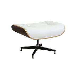 Puff Charles Eames Couro Natural Branco