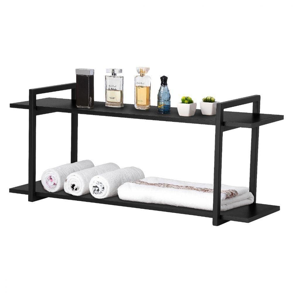Nicho Banheiro Preto com Prateleiras Preto 120cm