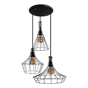 Trio com 3 Lustres luminária Pendente Modelo Aramado Preto