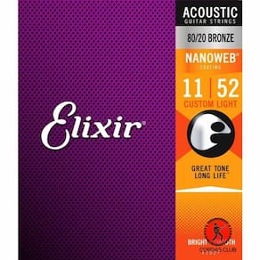 Encordoamento ELIXIR Violão Aço Bronze 011 Custom Light 11027