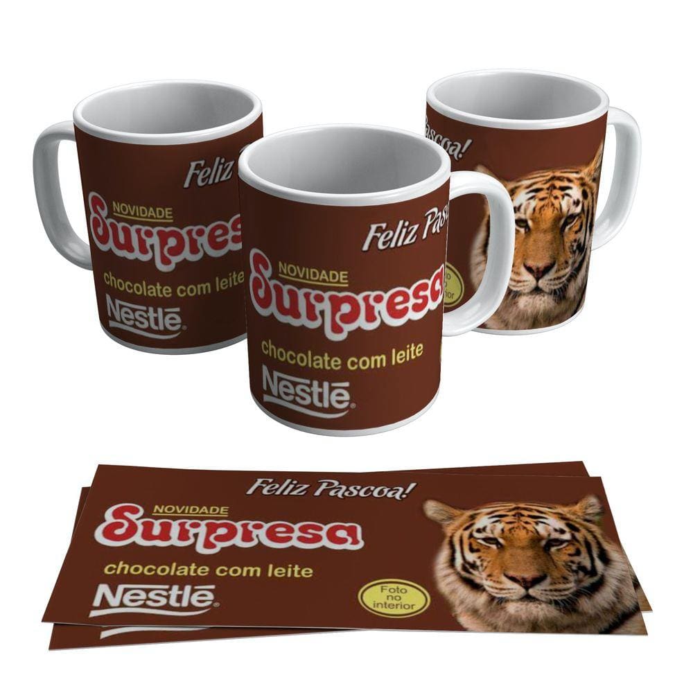 Caneca Páscoa Chocolate Surpresa Presente Criança Barra