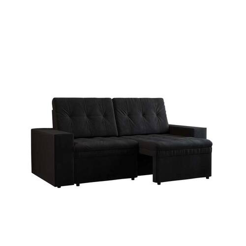 Sofá 3 Lugares Retrátil Zoy Plush Suede Preto Menor preço em Sofá 3 Lugares Retrátil Zoy Plush Suede Preto