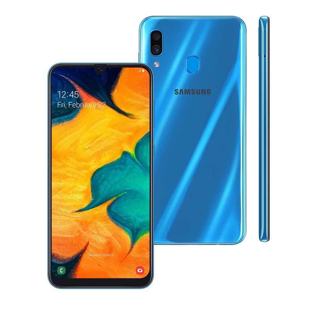 Smartphone Samsung Galaxy A30 Azul 64GB, | Casas Bahia