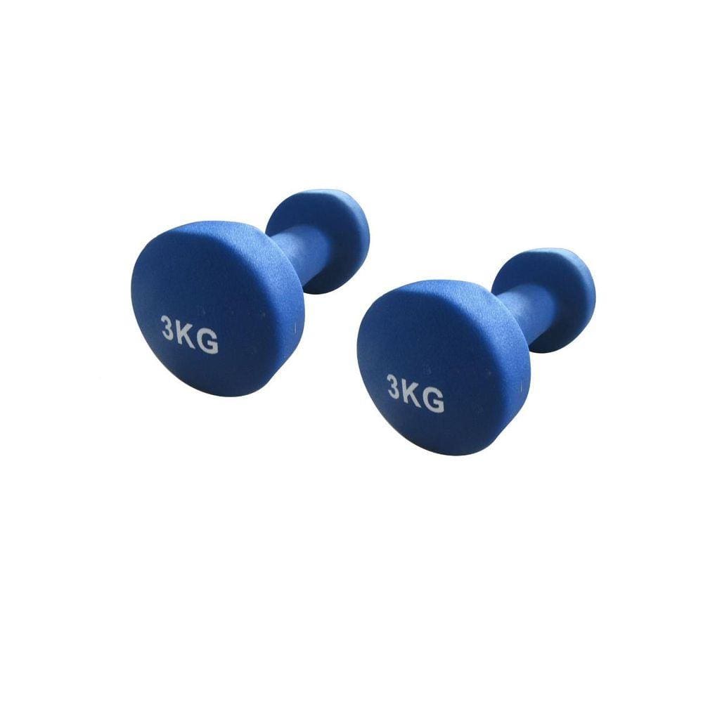 Kit 2 Halteres em Ferro Fundido Revestido com Neoprene 3kg - Azul