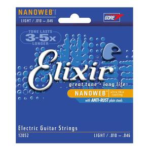 Encordoamento Elixir Guitarra 010 Light Com Camada de Revestimento