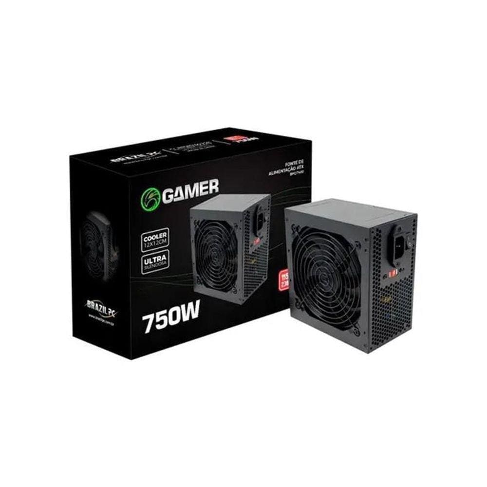 Fonte Atx Gamer Brazil Pc 750W Real Bpc-7400 24 Pinos