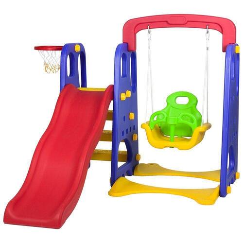Playground Infantil 3 Em 1 Escorregador, Balanço e Basquete Menor preço em Playground Infantil 3 Em 1 Escorregador, Balanço e Basquete