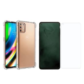 Capinha Silicone Antichoque e Película Vidro Moto G9 Plus