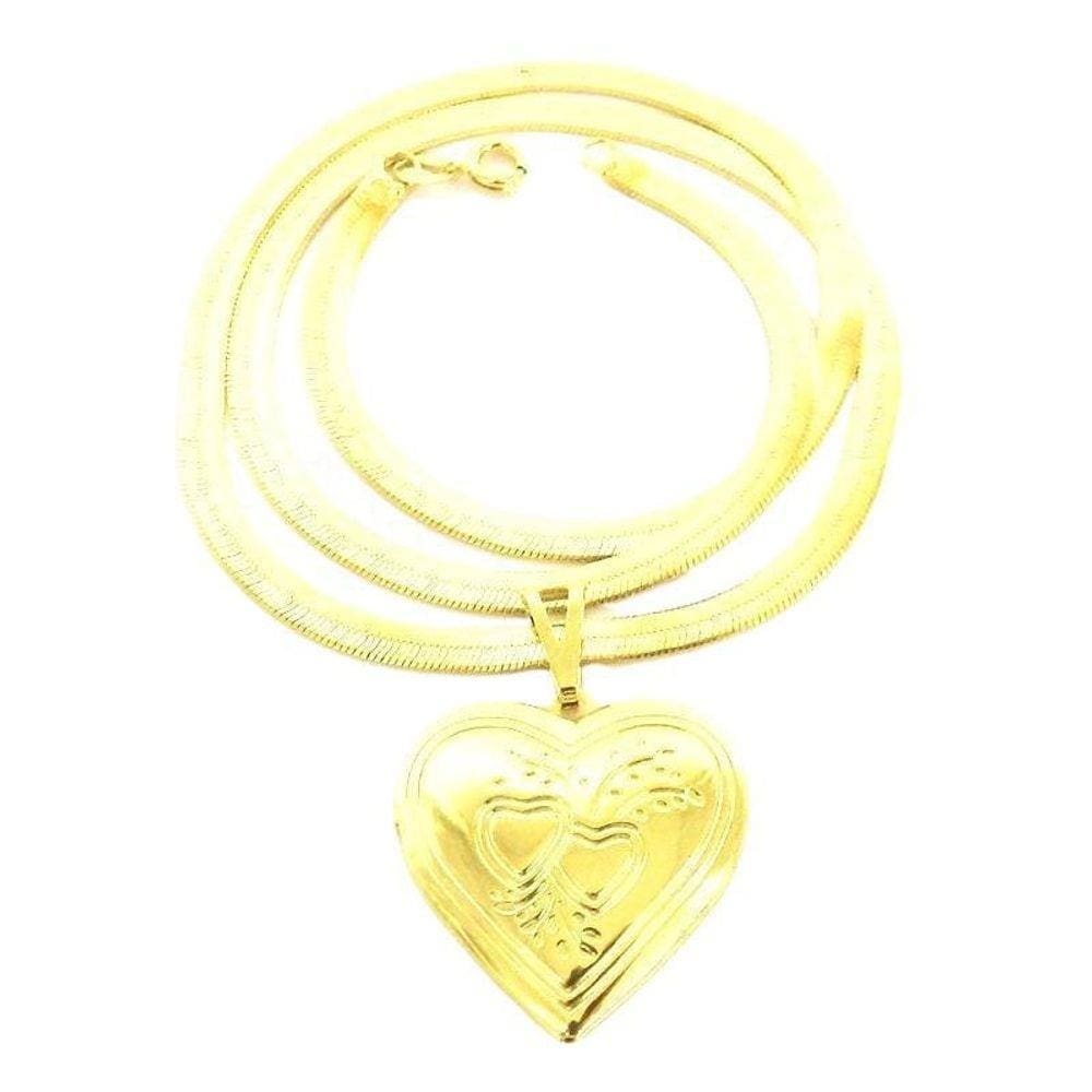 Corrente Feminina 45/50Cm 4Mm Relicario Folheado Ouro Cr559