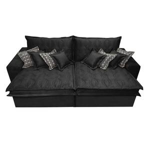 Sofá Retrátil e Reclinável 2,32m com Molas Ensacadas Cama Inbox Supreme Tecido Suede Velusoft Preto