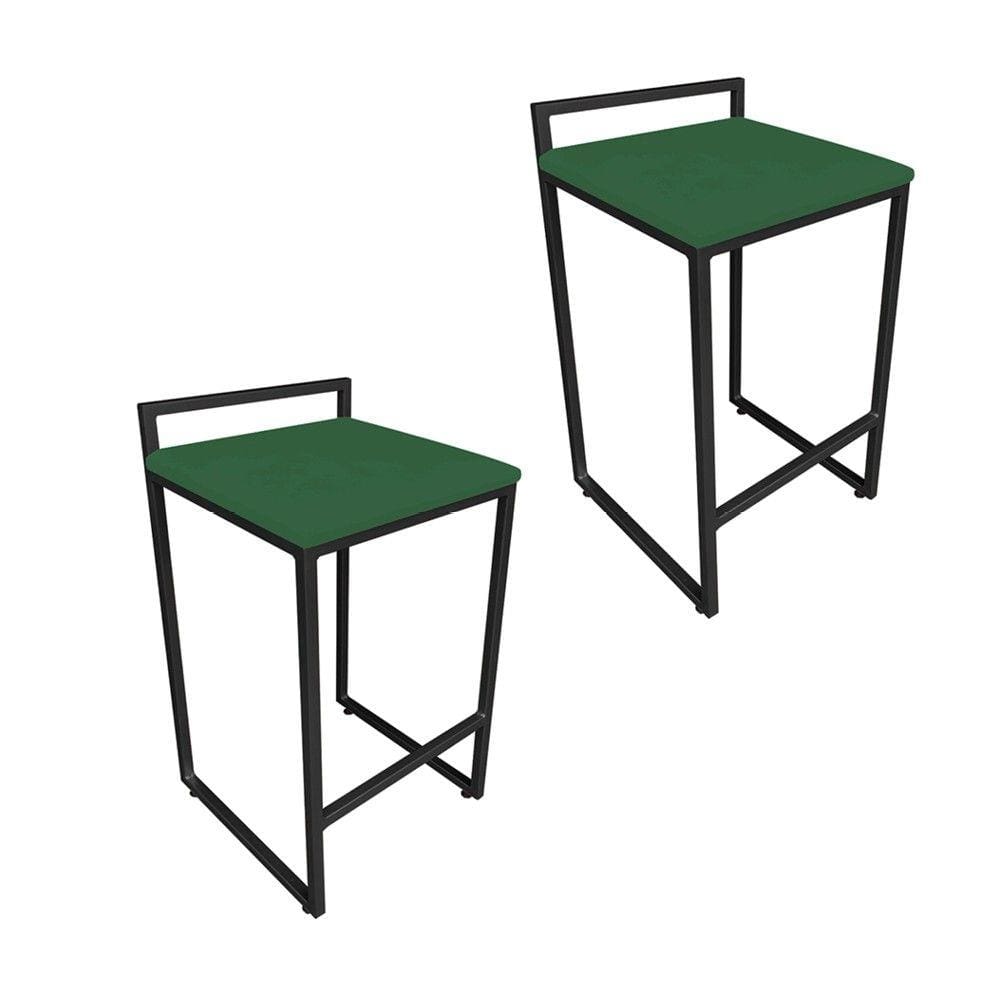 Conjunto 02 Banquetas Alta Lavínia Suede Base Preto D`Rossi