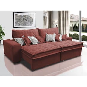 Sofá Retrátil e Reclinável 2,12m com Molas Ensacadas Cama Inbox Supreme Tecido Suede Velusoft Vermelho