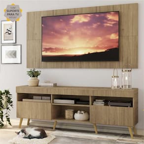Rack c/ Painel e Suporte TV 65" Londres Multimóveis Pés Retrô Rustic/Natural