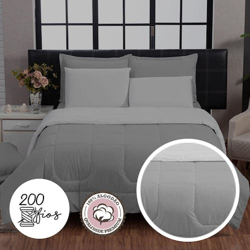 Kit Edredom Italiano 200 Fios 100% Algodão 6 Peças - Casa Dona Menor preço em Kit Edredom Italiano 200 Fios 100% Algodão 6 Peças - Casa Dona