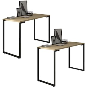Kit 2 Mesas Para Computador Escrivaninha 120cm Estilo Industrial New Port F02 Nature - Mpozenato