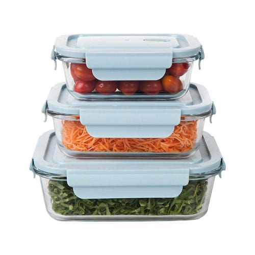 Conjunto De Potes De Vidro Hermético 3pçs Azul - JGTI042 Menor preço em Conjunto De Potes De Vidro Hermético 3pçs Azul - JGTI042