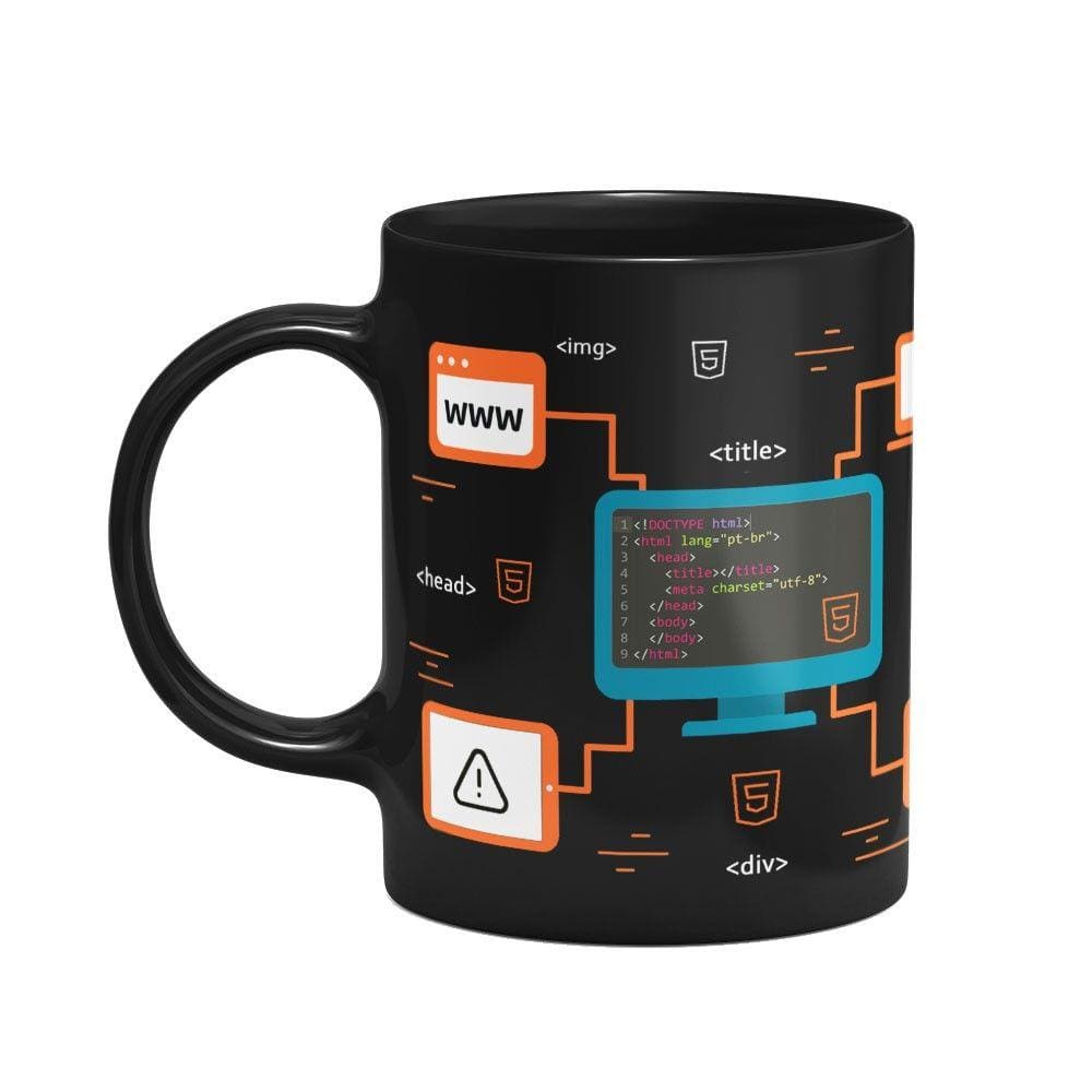 Caneca Dev HTML - Preta
