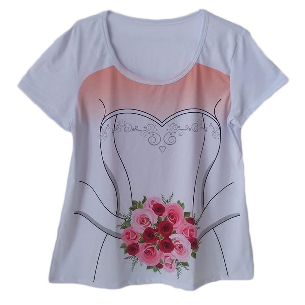 Camiseta adulta feminina chá bar noiva buquê