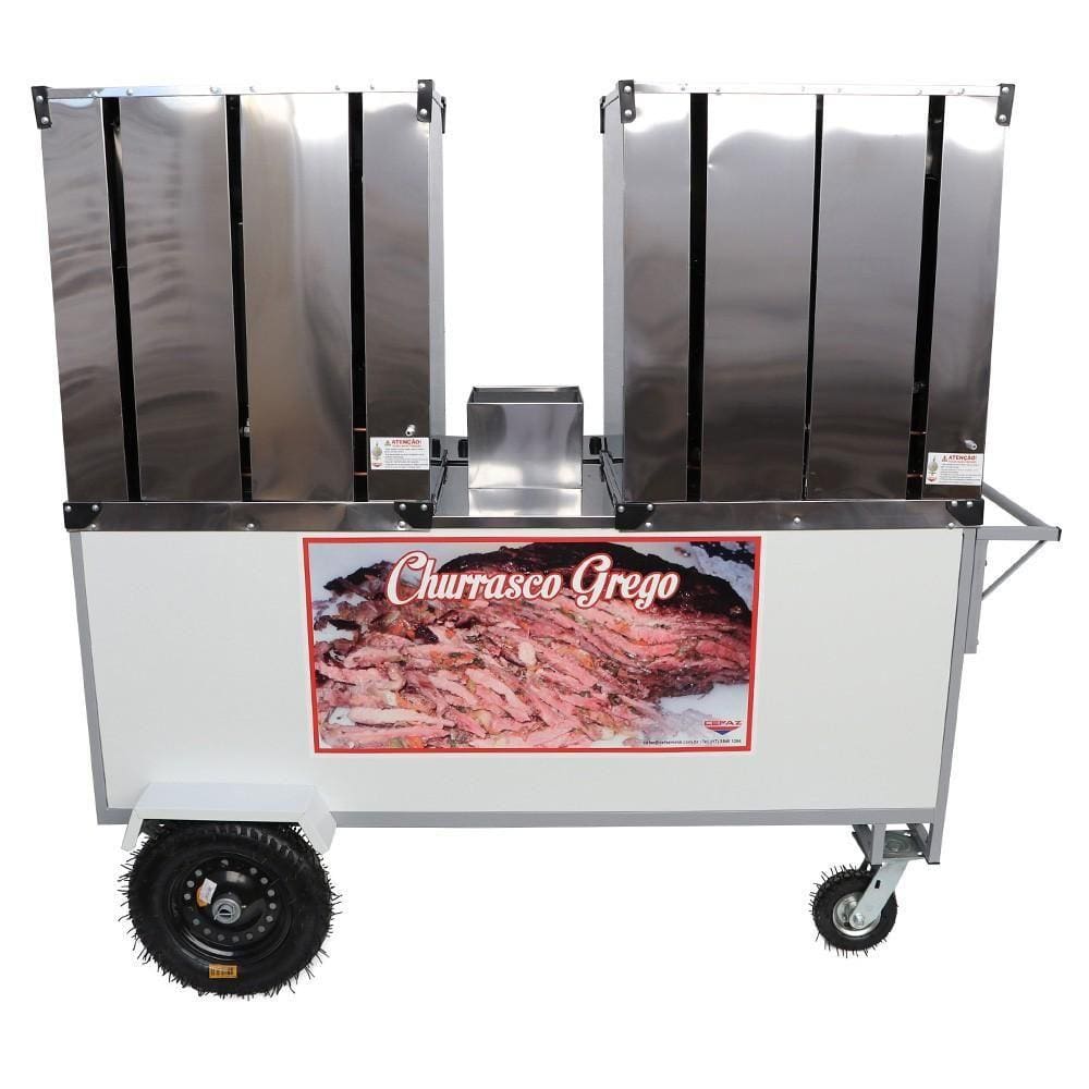 Carrinho Churrasco Grego Cefaz Duplo 2 Espetos BL38P-GS