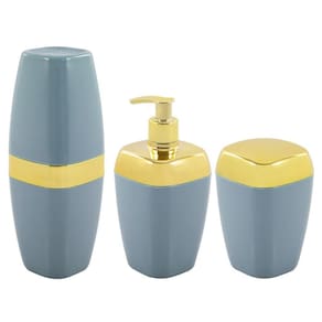 Kit Porta Escova Sabonete Líquido Algodão Dourado Luxo