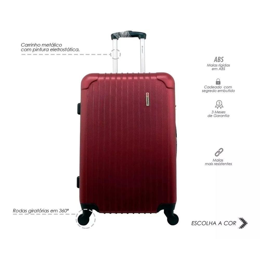 Mala Rígida De Fibra 360° Tamanho Grande - Gladiador - A2 - Cereja