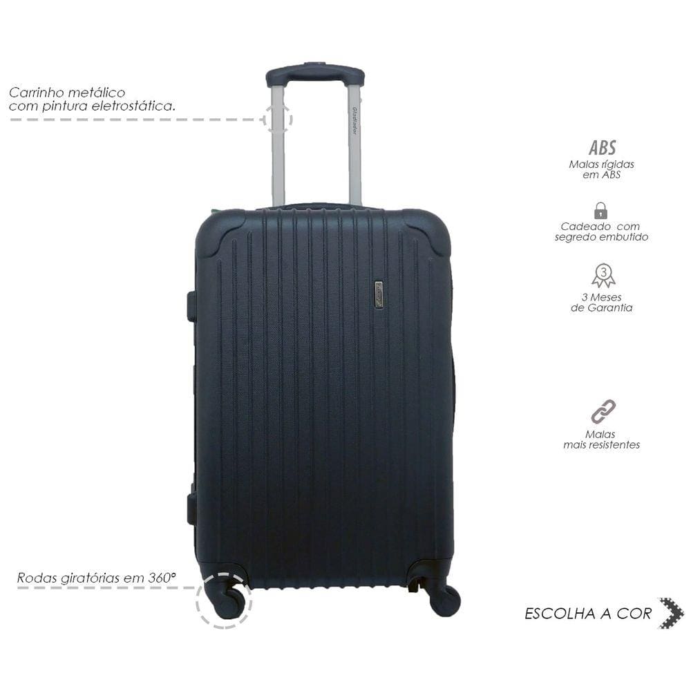 Mala Rígida De Fibra 360° Tamanho Grande - Gladiador - A2 - Preto